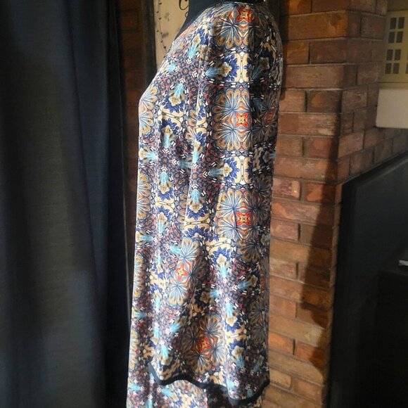 One Clothing 70s Retro Blue Multi-Colored Patterned Round Neck Dress - Size S - Picture 10 of 14